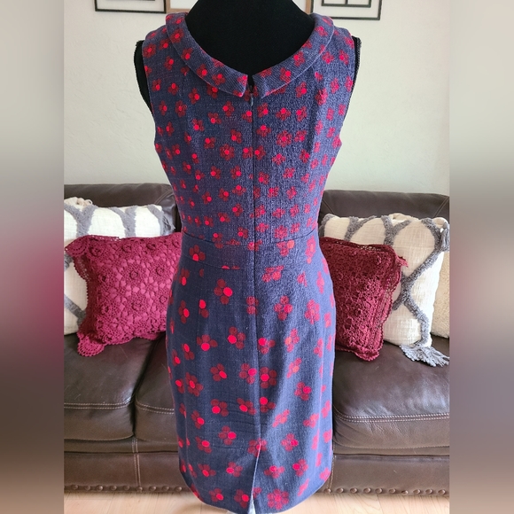 BODEN Martha Shift Sleeveless Knee-Length Polka Dot Dress Size US 8R Navy/Red - Picture 8 of 13